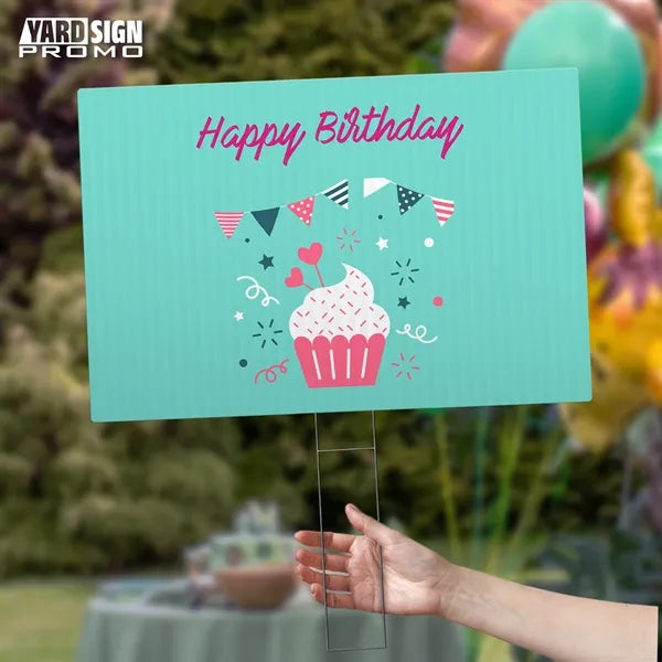 18x12 Custom Hand Fans Birthday Cupcake