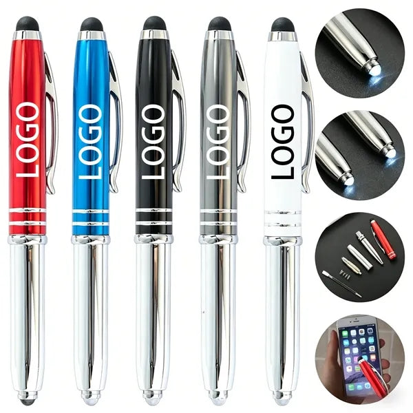 LED Stylus Ballpoint Pen metal design with touch tip writing