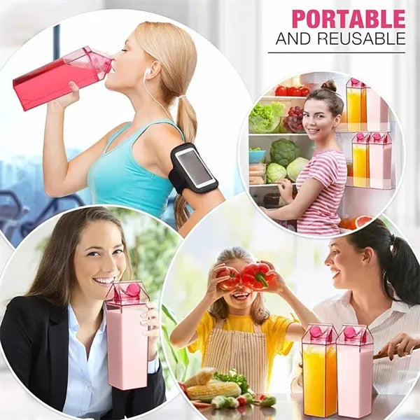 17OZ Transparent Square Plastic Milk Cup