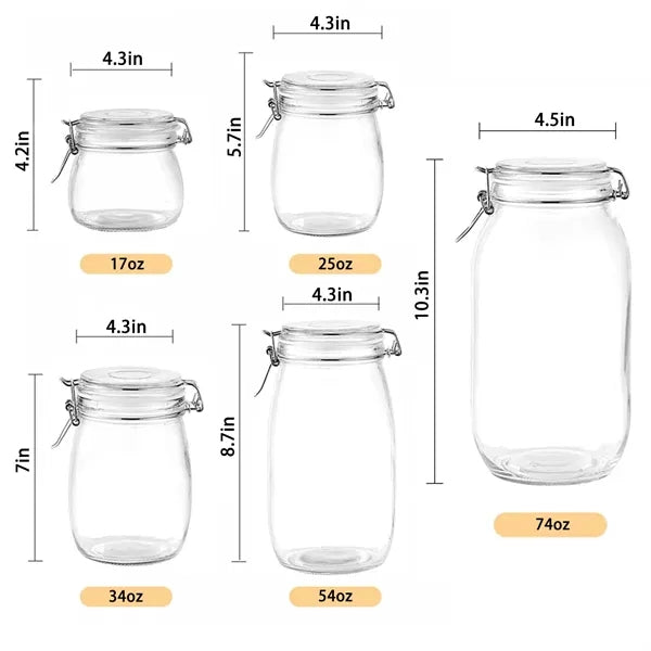 17oz Airtight Glass Food Storage Jar with Snap Lock