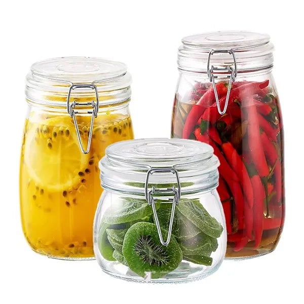 17oz Airtight Glass Food Storage Jar with Snap Lock