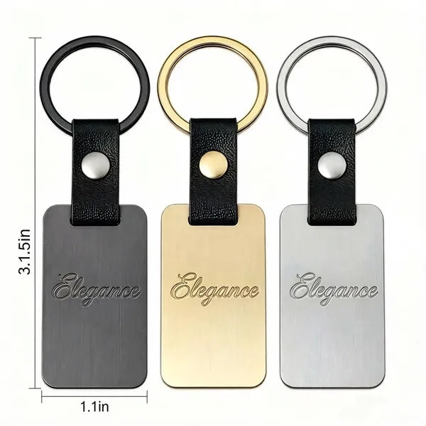 Metal Dog Tag Leather Keychain for Holiday Promotions