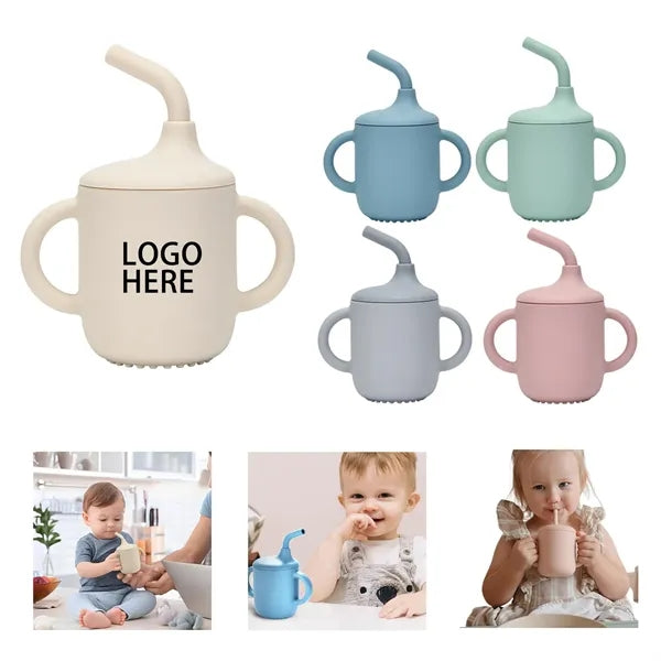 7 OZ. Silicone Straw Cup with Handles for Toddlers