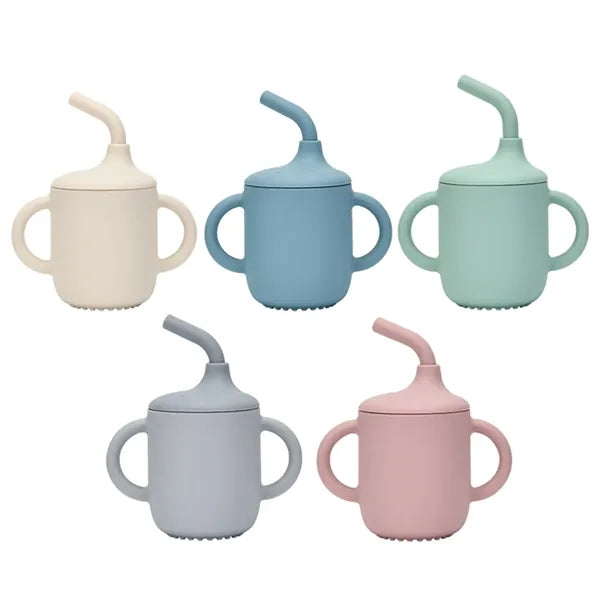 7 OZ. Silicone Straw Cup with Handles for Toddlers