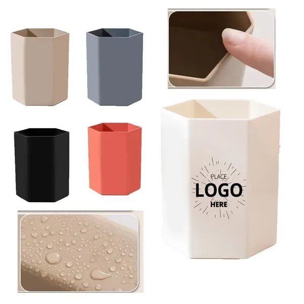 Eco-Friendly PP Hexagonal Office Pen Holder With Thickened W