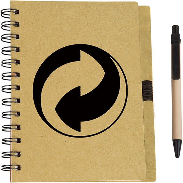 Eco Spiral Notebook with Paper Barrel Pen