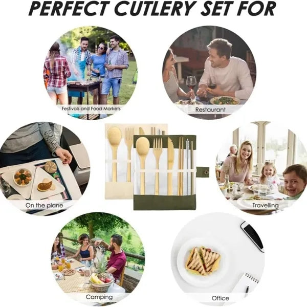 Bamboo Utensil Set, Eco-Friendly Travel Cutlery