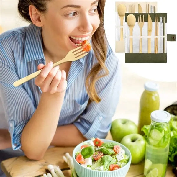 Bamboo Utensil Set, Eco-Friendly Travel Cutlery