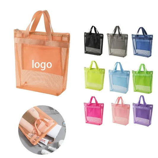 Large Mesh Zipper Toiletry Bag with Handles