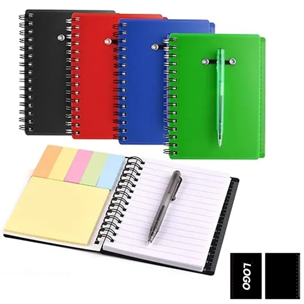 Spiral Notebook Set With Pen And Sticky Notes