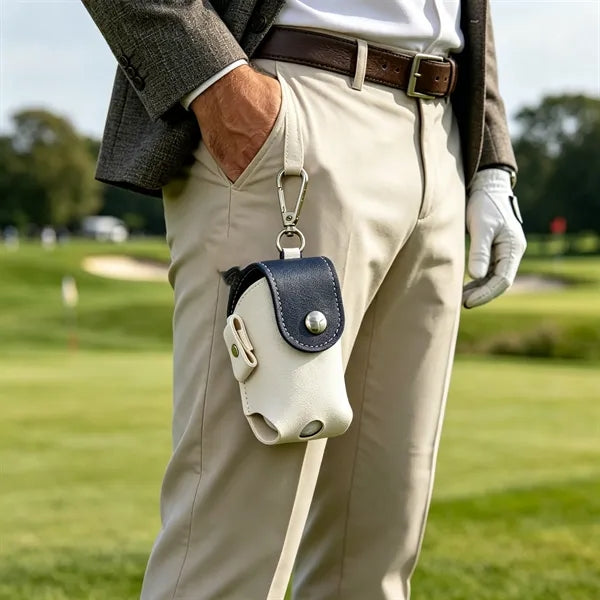 Portable Two-Tone Clip-On PU Golf Ball Pouch
