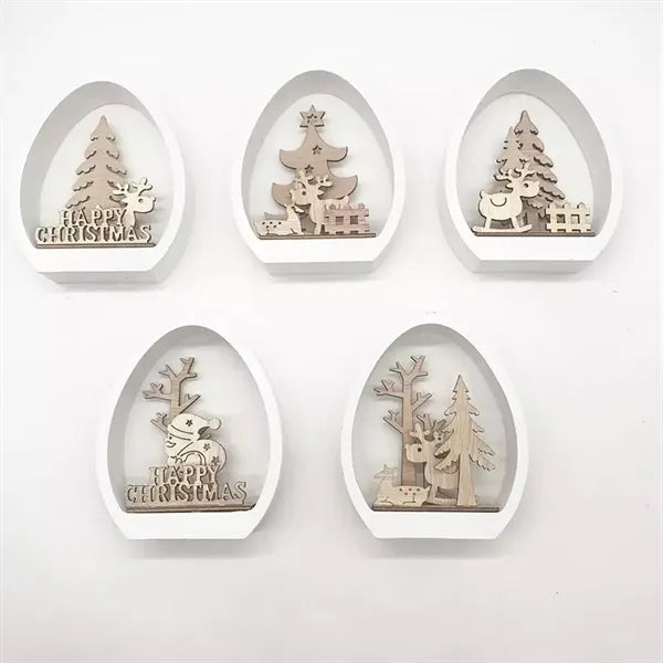 Layered Woodland Christmas Egg Ornament