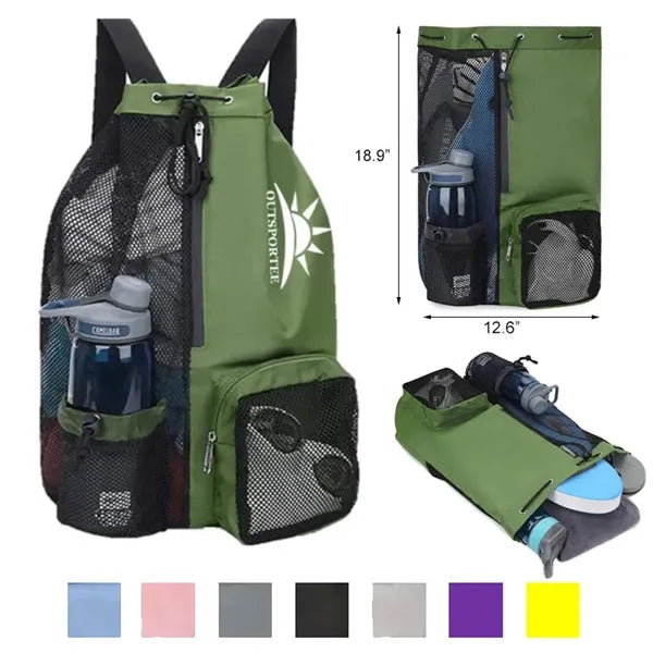 Mesh Swim Backpack Wet Dry Separation Drawstring Sports Bag