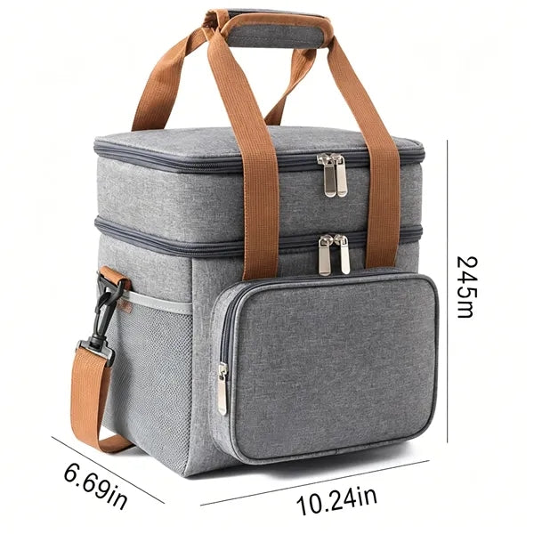 Dual Compartment Insulated Lunch Cooler Bag