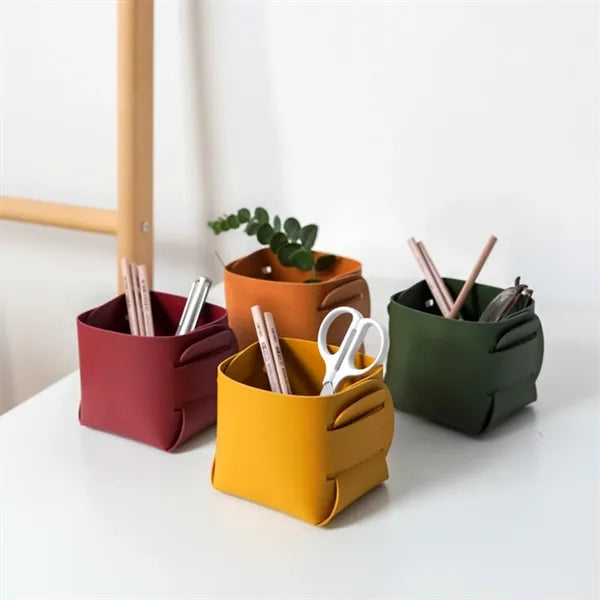 PU Leather Foldable Desktop Storage Box