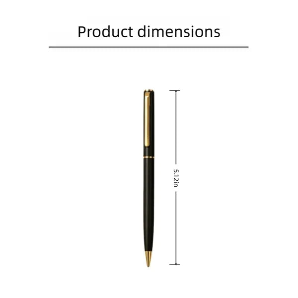 Black Metal Ballpoint Pen With Gold Trim