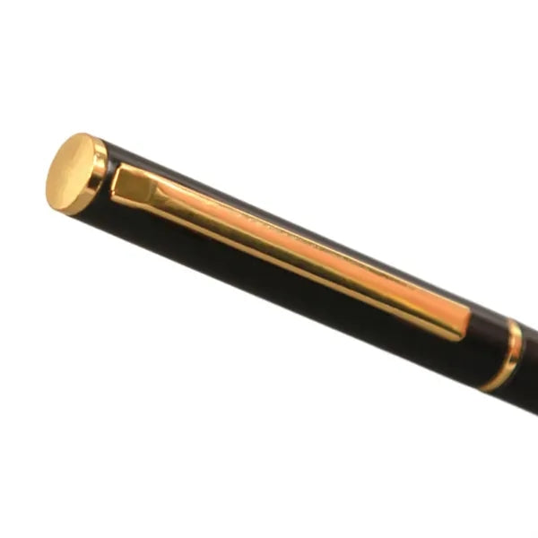 Black Metal Ballpoint Pen With Gold Trim