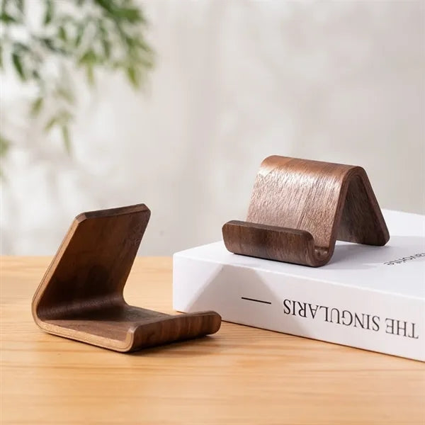 Walnut Wood Phone Stand Ergonomic Desktop Holder