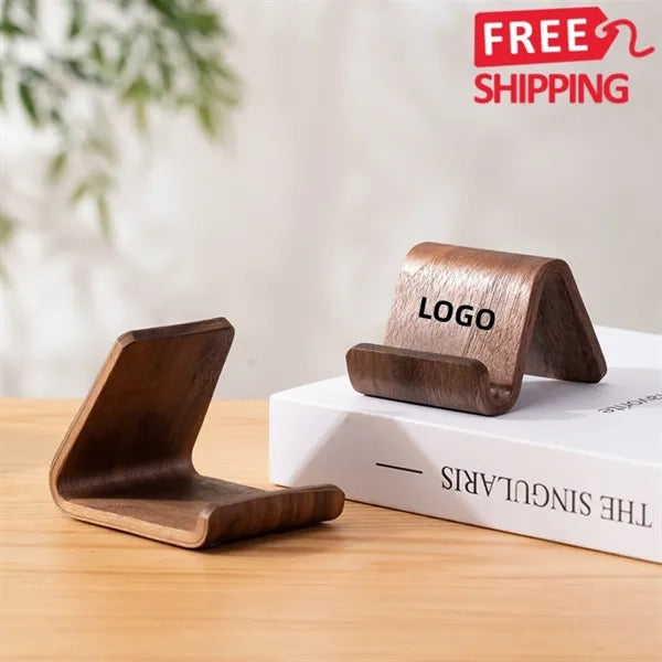 Walnut Wood Phone Stand Ergonomic Desktop Holder