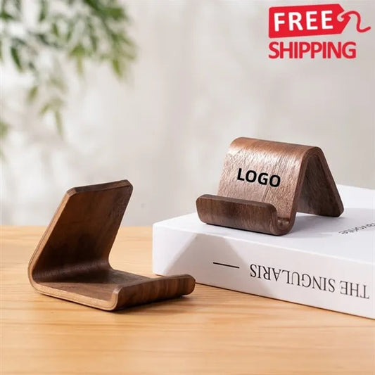 Walnut Wood Phone Stand Ergonomic Desktop Holder