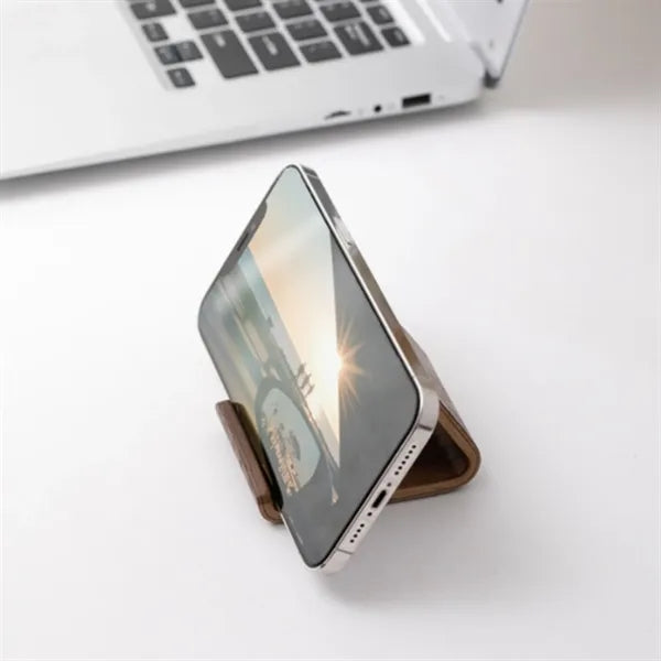 Walnut Wood Phone Stand Ergonomic Desktop Holder