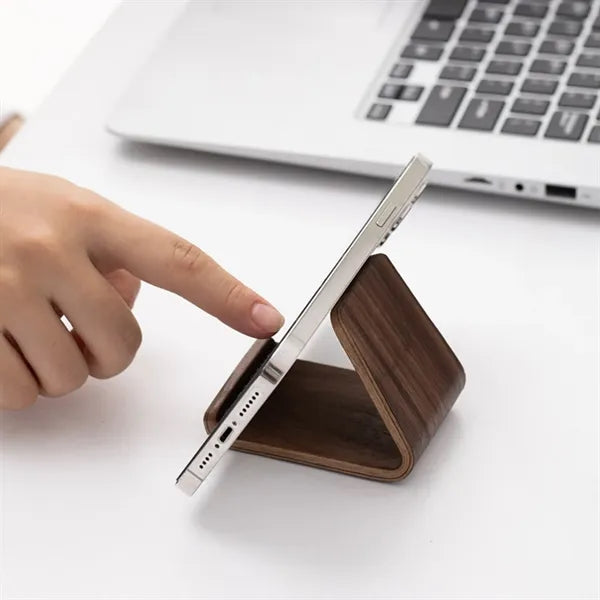 Walnut Wood Phone Stand Ergonomic Desktop Holder