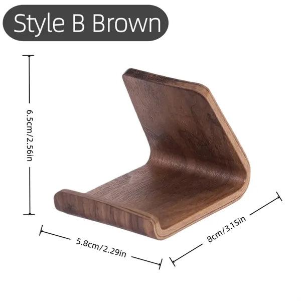 Walnut Wood Phone Stand Ergonomic Desktop Holder