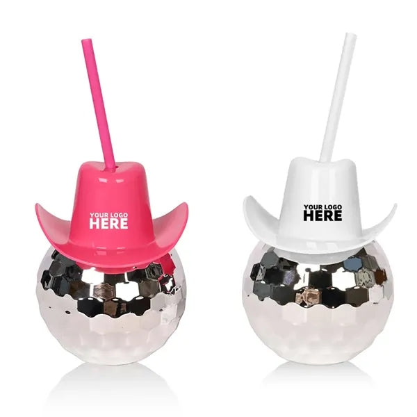 20 oz Disco Cowboy Hat Plastic Ball Straw Cup