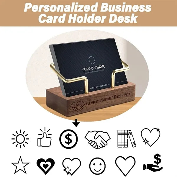 Solid Wood Desktop Business Card Holder