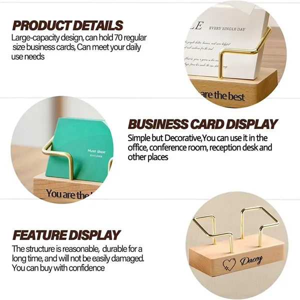 Solid Wood Desktop Business Card Holder