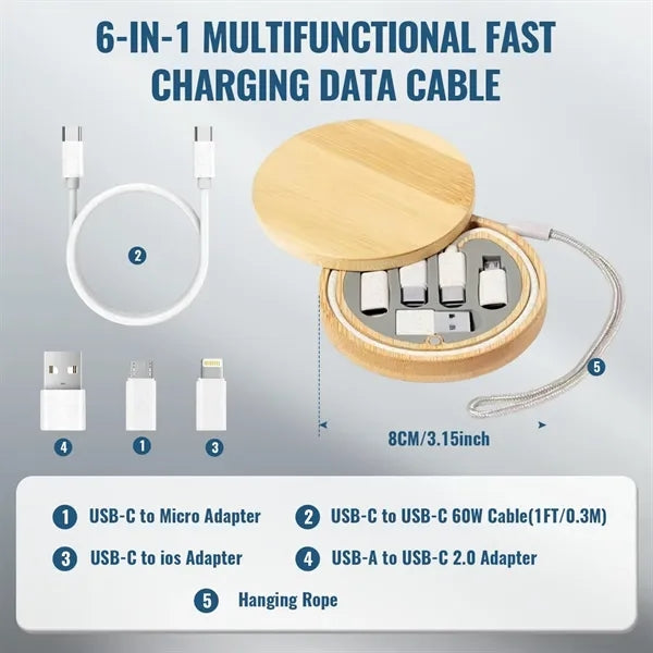 Bamboo 6 in 1 Travel Charging Cable Adapter Kit