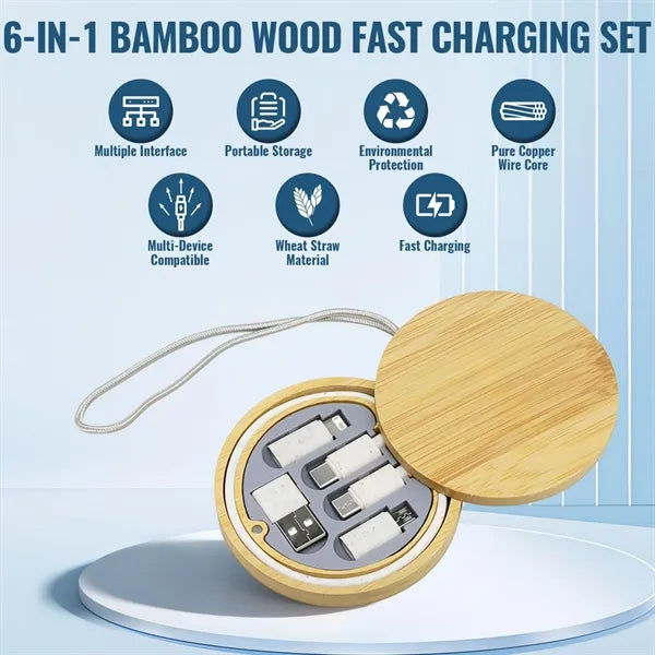 Bamboo 6 in 1 Travel Charging Cable Adapter Kit