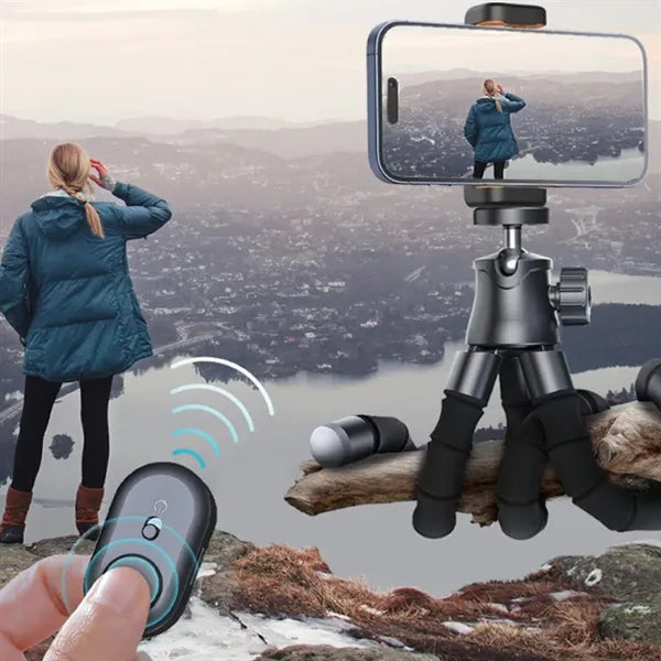 Flexible Tripod with Phone Holder and Bluetooth Remote