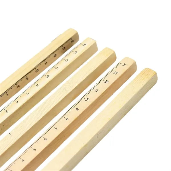 Ruler-Marked Solid Wood Ballpoint Pen