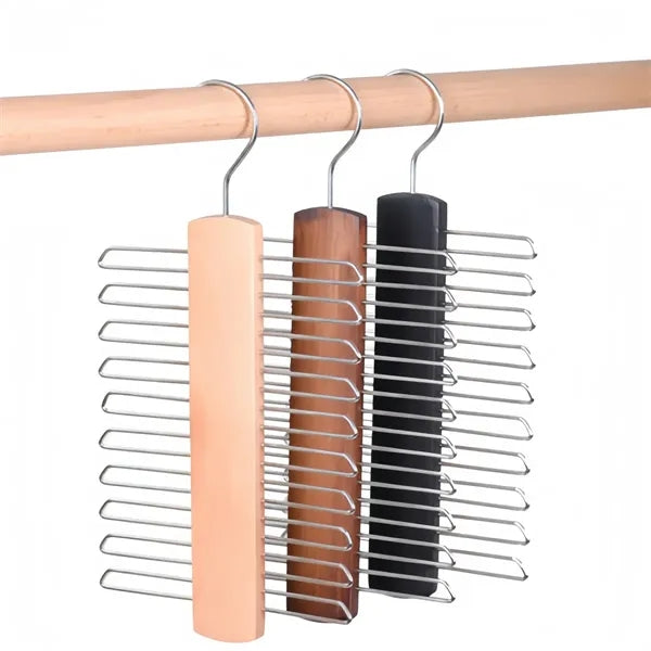 Wooden Tie Hanger, Multi-Rack Organizer for Belts & Scarves