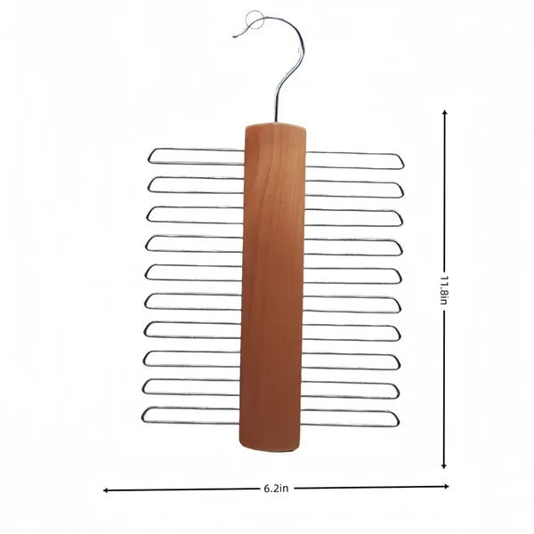 Wooden Tie Hanger, Multi-Rack Organizer for Belts & Scarves