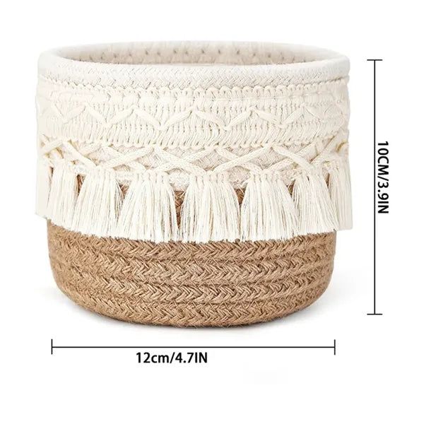 Bohemian Cotton Macrame Makeup Brush Holder with Tassels