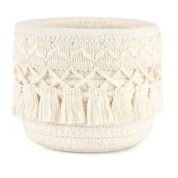 Bohemian Cotton Macrame Makeup Brush Holder with Tassels