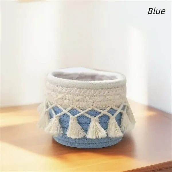 Bohemian Cotton Macrame Makeup Brush Holder with Tassels