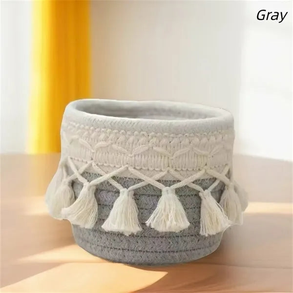 Bohemian Cotton Macrame Makeup Brush Holder with Tassels