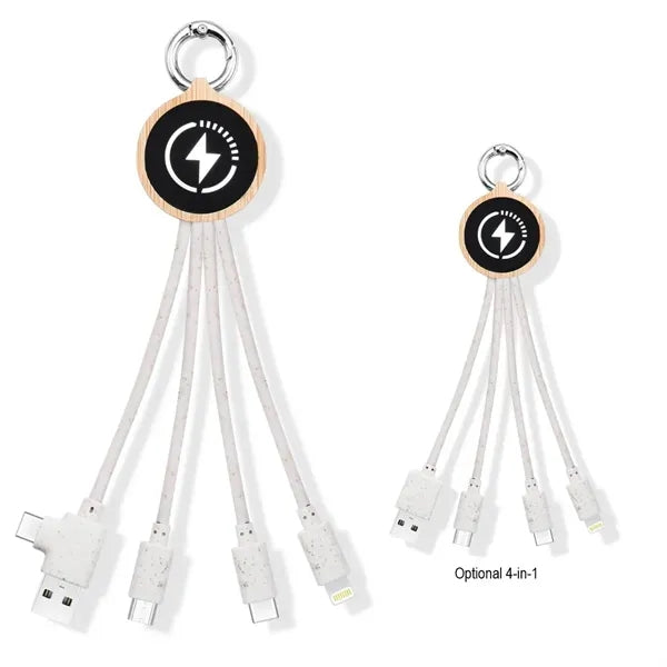 Eco Wheat Straw Bamboo Light-Up Logo Charging Cable