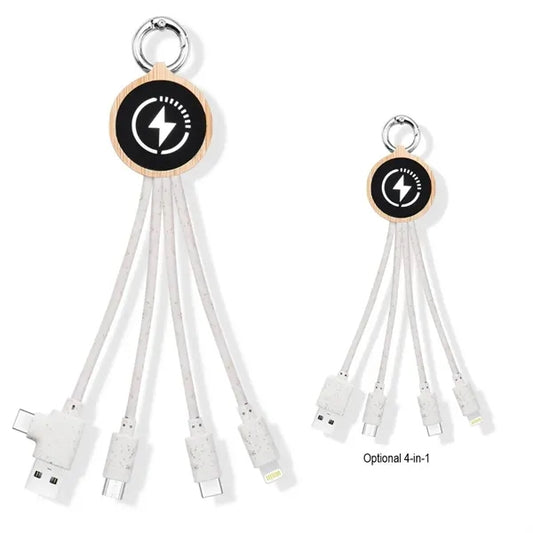 Eco Wheat Straw Bamboo Light-Up Logo Charging Cable