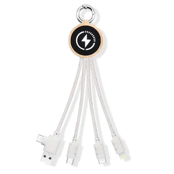 Eco Wheat Straw Bamboo Light-Up Logo Charging Cable