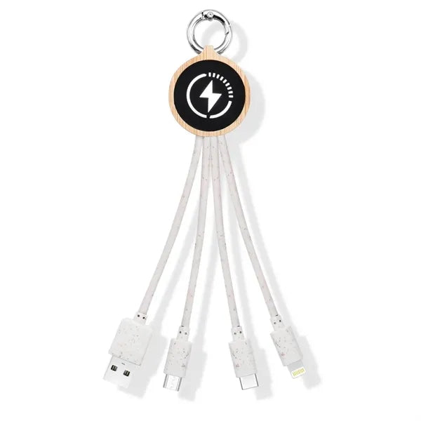 Eco Wheat Straw Bamboo Light-Up Logo Charging Cable
