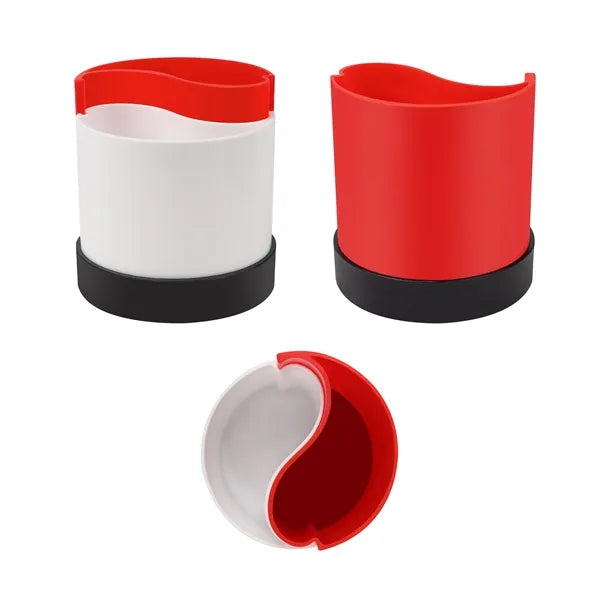Round Plastic Desk Pen Holder W/ 2 Compartments