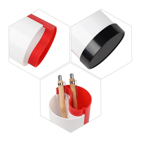 Round Plastic Desk Pen Holder W/ 2 Compartments