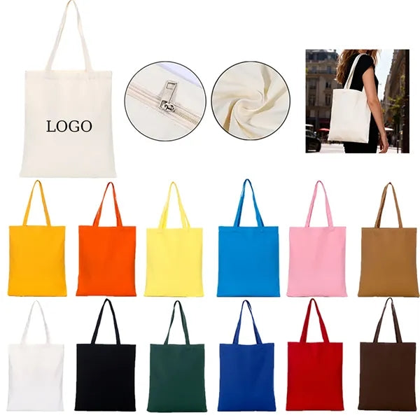 Solid Color Canvas Tote Bag
