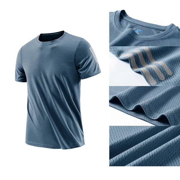 Thin Three Bar Quick Drying Mesh Sweat Wicking T-Shirt