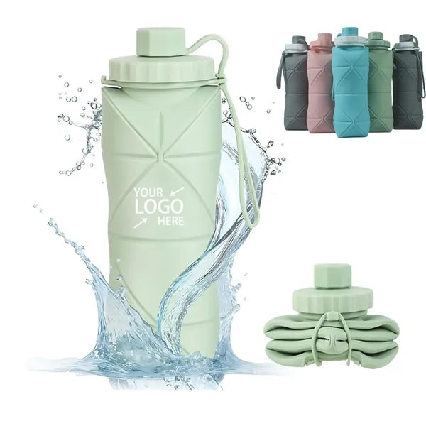 20oz Collapsible Silicone Travel Water Bottle Foldable Cup