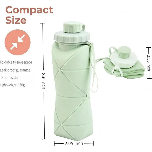 20oz Collapsible Silicone Travel Water Bottle Foldable Cup